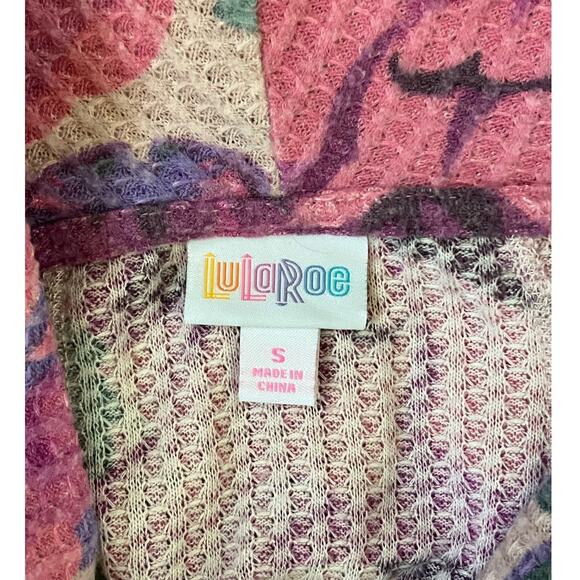 Lularoe Pink Purple Floral Waffle Knit Cowl Neck Sweater Small - Picture 4 of 4